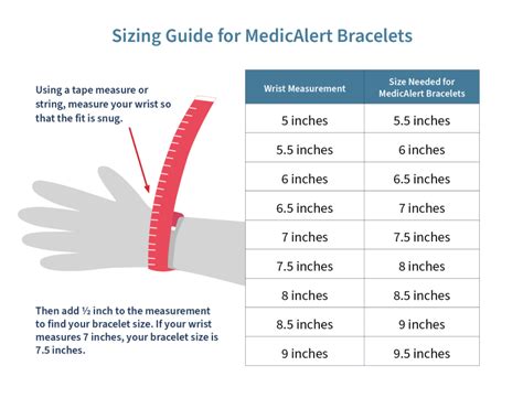 wrist bracelet size chart